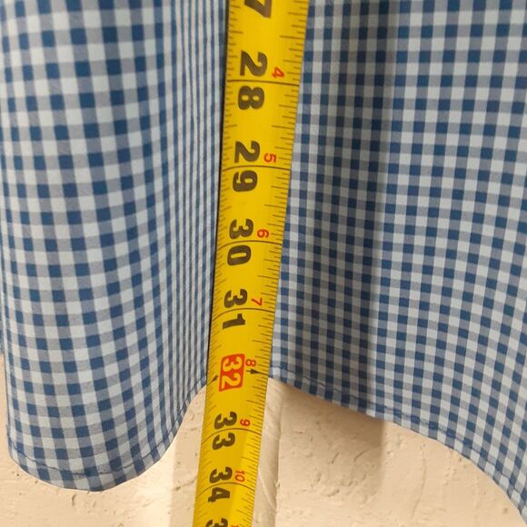 Mizzen + Main Adult Mens XL Trim Fit Blue Check Long Sleeve Button Up Shirt - Picture 7 of 7